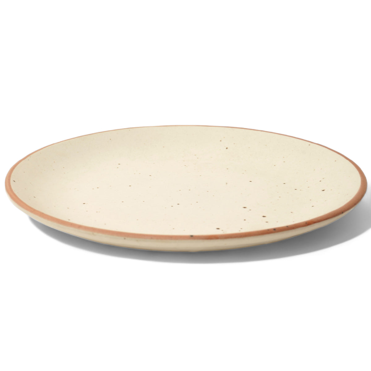 Claymistry Big Ceramic Dinner & Snacks Ivory with Brown Edges Serving Plate | 26cm * 26cm * 3cm | Matte Finish | Dishwasher, Oven & Microwave Safe | Dinnerware Plate Thali | Premium Kitchen Crockery