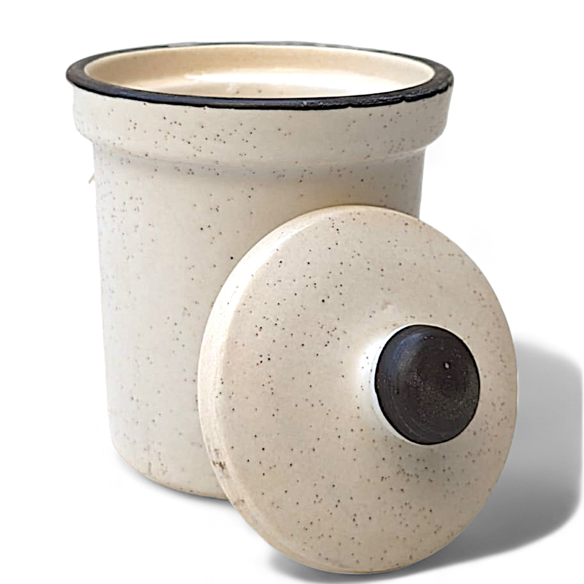 Claymistry Ceramic Jar | White with brown edges | Jars | Kettles | Jugs |cms | Matte