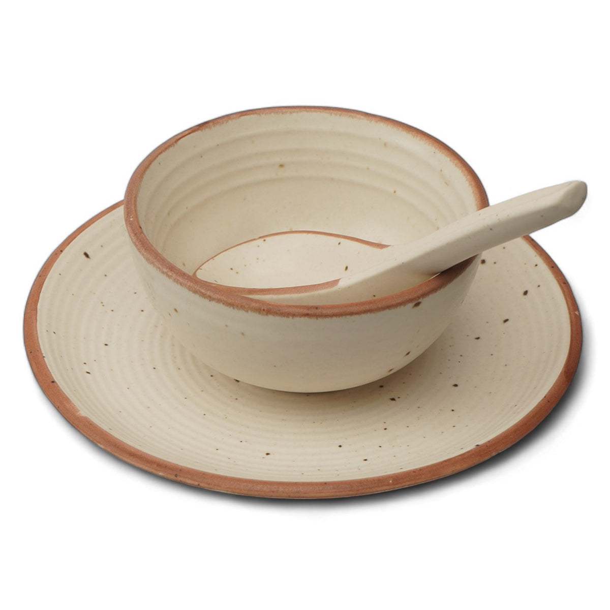 Sandy Surprise: Ivory Bowl with Speckled Splendor and a Dash of Desert Delight