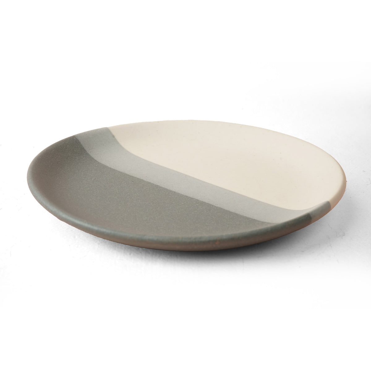 Claymistry Ceramic Quarter Dinner Plate Combo | Set of 2 | Grey and White Stripes | Dinner Plates | Ceramic Combo | Crockery | Dinnerware | 18*18*2 cms | Matte