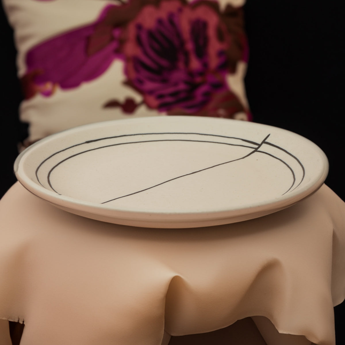Claymistry Ceramic Off White with Black Geometric Design Dinner Plate, Matte Finish | Dishwasher, Oven & Microwave Safe | Dinnerware Serving Plate Thali | Premium Crockery