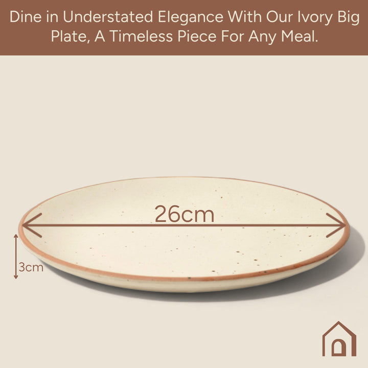 Display image of Whispering Sands: Ivory & Caramel Dusk Dinner Plate – Elegant ceramic dinner plate in ivory and caramel hues, featuring a non-slip base, microwave and dishwasher safe, crafted from lead-free and cadmium-free materials for safe, stylish dining