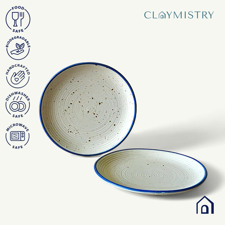 Display image of Whispering Sands: Ivory & Caramel Dusk Quarter Plate – Elegant ceramic quarter plate with a blend of ivory and caramel hues, non-slip base, microwave and dishwasher safe, lead-free, cadmium-free, and arsenic-free for safe, stylish dining.