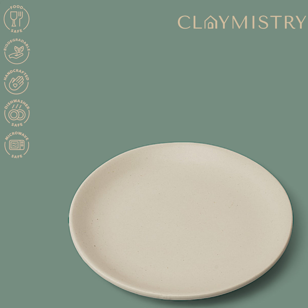 Claymistry Ceramic Dinner & Snacks Serving Plate | Glossy Finish | Dishwasher, Oven & Microwave Safe | Dinnerware Serving Plate Thali | Premium Kitchen Crockery