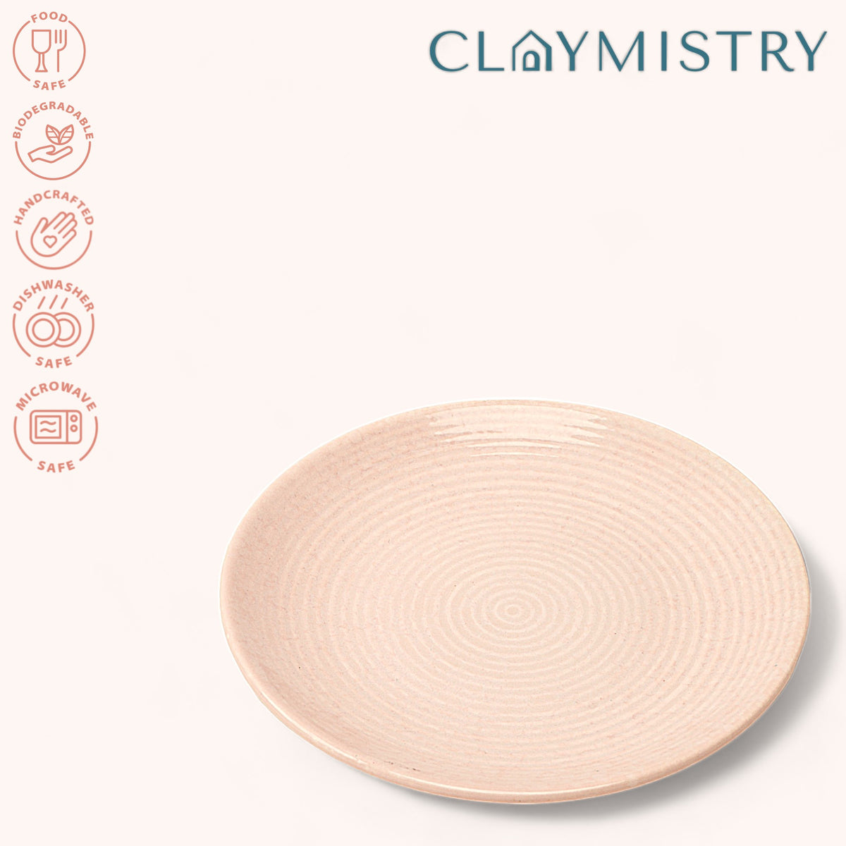 Claymistry Ceramic Dinner & Snacks Rose with Ridges Plate, | Glossy Finish | Dishwasher, Oven & Microwave Safe | Dinnerware Serving Plate Thali | Premium Kitchen Crockery