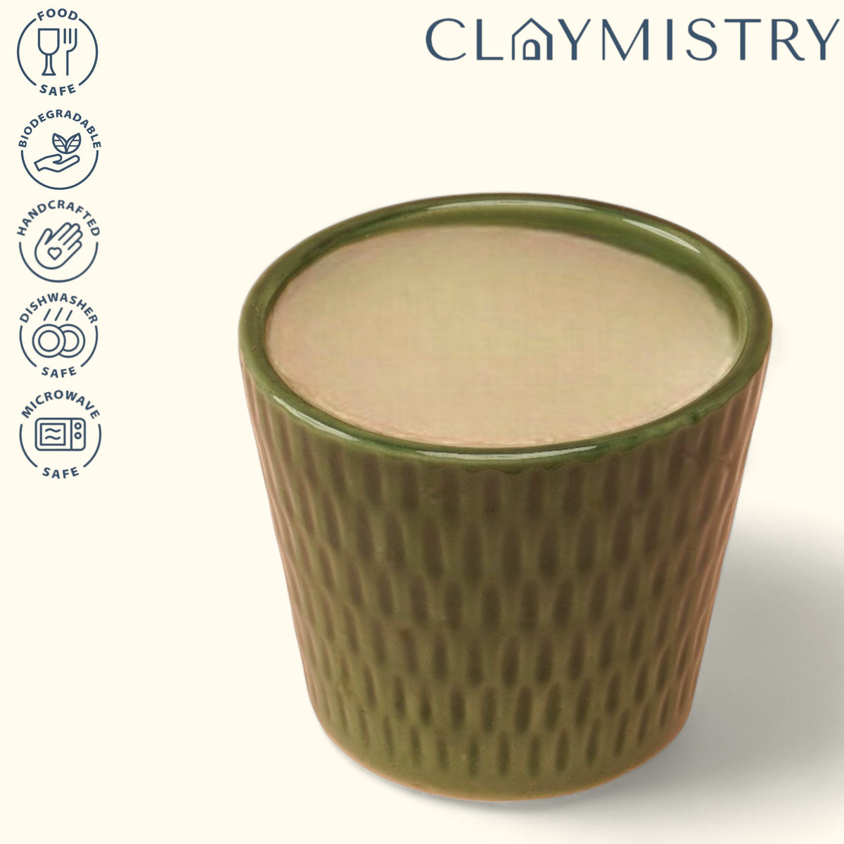 Claymistry Ceramic Textured Design Pot for Indoor Plants, Set of 1 | 11cm * 11cm * 13cm | Glossy Finish | Home, Indoor Decor & Gifting |Planters for Garden, Balcony, Living Room Decoration