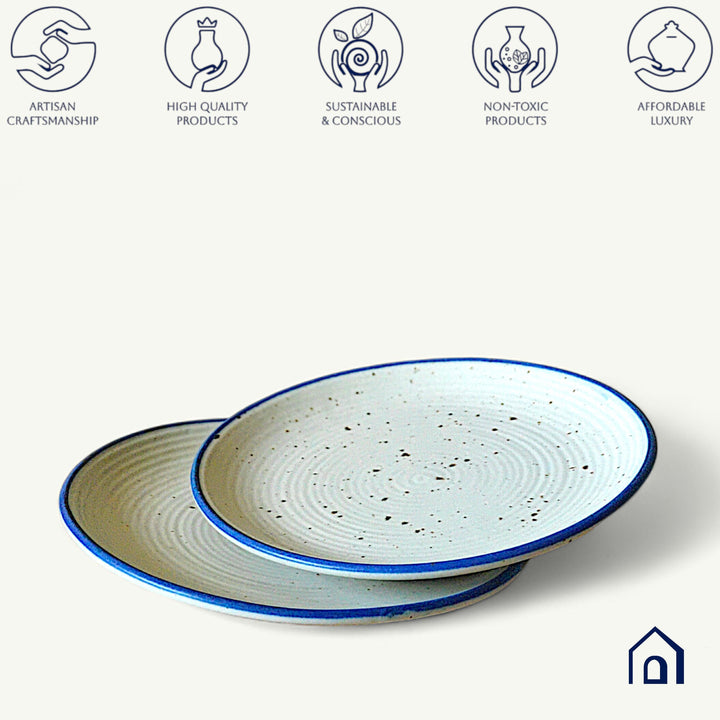 Display image of Whispering Sands: Ivory & Caramel Dusk Quarter Plate – Elegant ceramic quarter plate with a blend of ivory and caramel hues, non-slip base, microwave and dishwasher safe, lead-free, cadmium-free, and arsenic-free for safe, stylish dining.