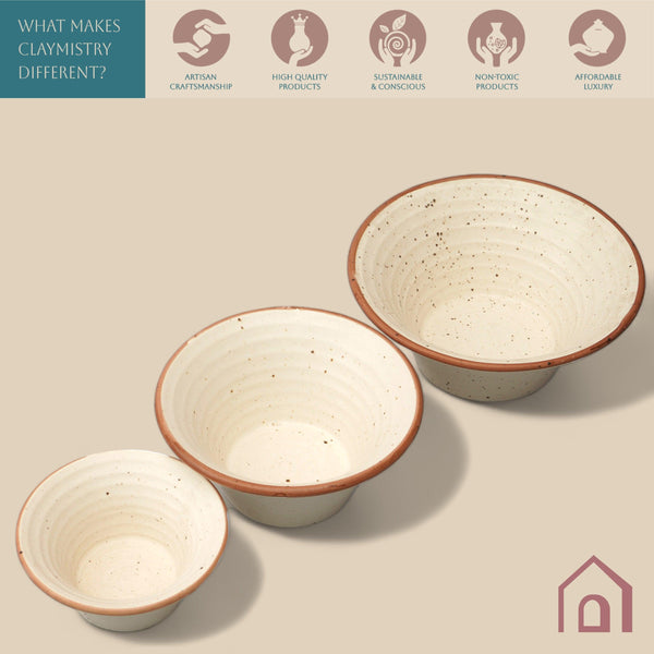 Display image of Whispering Sands 'Twice as Nice' Bowls – Elegant ceramic bowls designed for serving snacks, salads, and desserts, featuring a versatile, durable, microwave and dishwasher safe design, made from lead-free and non-toxic materials, with a non-slip base for secure dining.