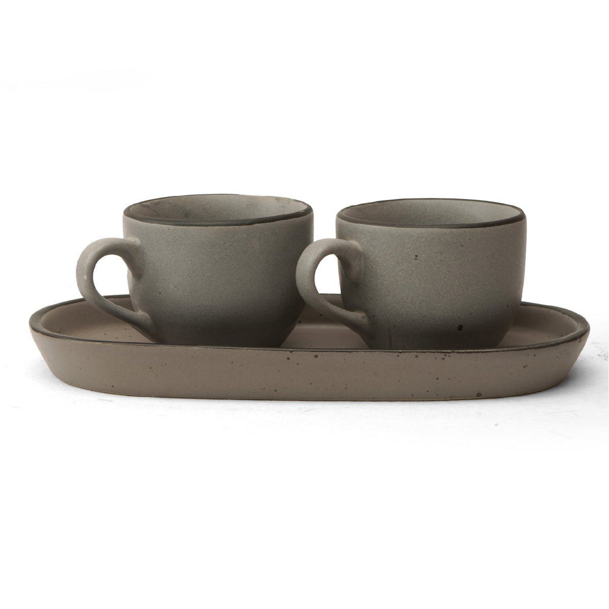 Claymistry Ceramic Saucer and Cup Combo | Grey with Black Rim Matte Cupset| Set of 6 | Coffee Mugs | Ceramic Combos | Tea Kettles