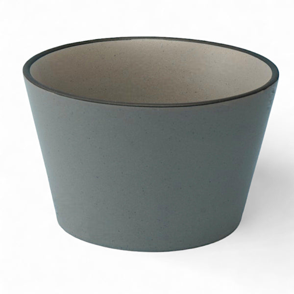 Display image of Minimalist matte grey ceramic bowl with a tapered design and smooth finish.